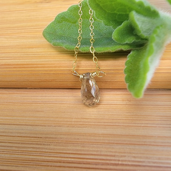 BI LEMON QUARTZ Necklace Minimalist Crystal Gemstone - Picture 2 of 7